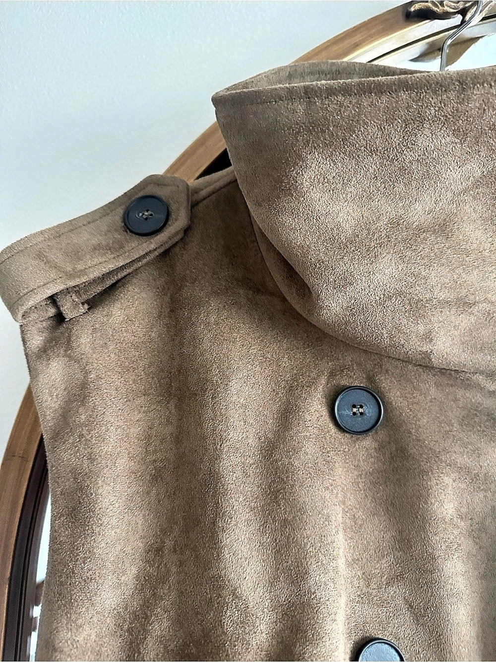 Zara Faux Suede Belted Vest Brown Medium - Picture 3 of 9